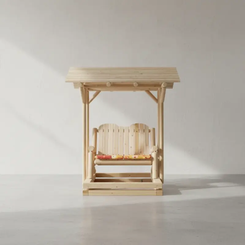 penwood furniture cedar log glider with roof face on horizontal