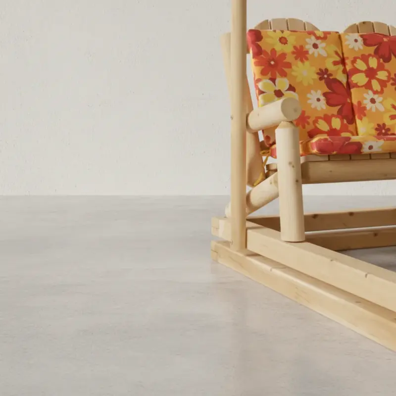 penwood furniture cedar log glider with roof medium close up