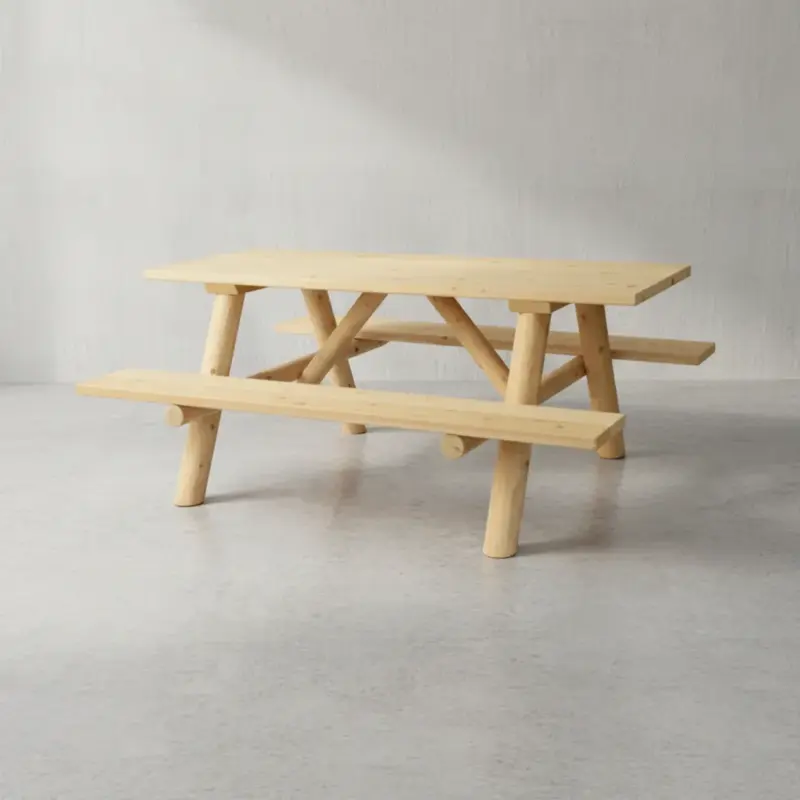 penwood furniture cedar log picnic bench 45 degree angle