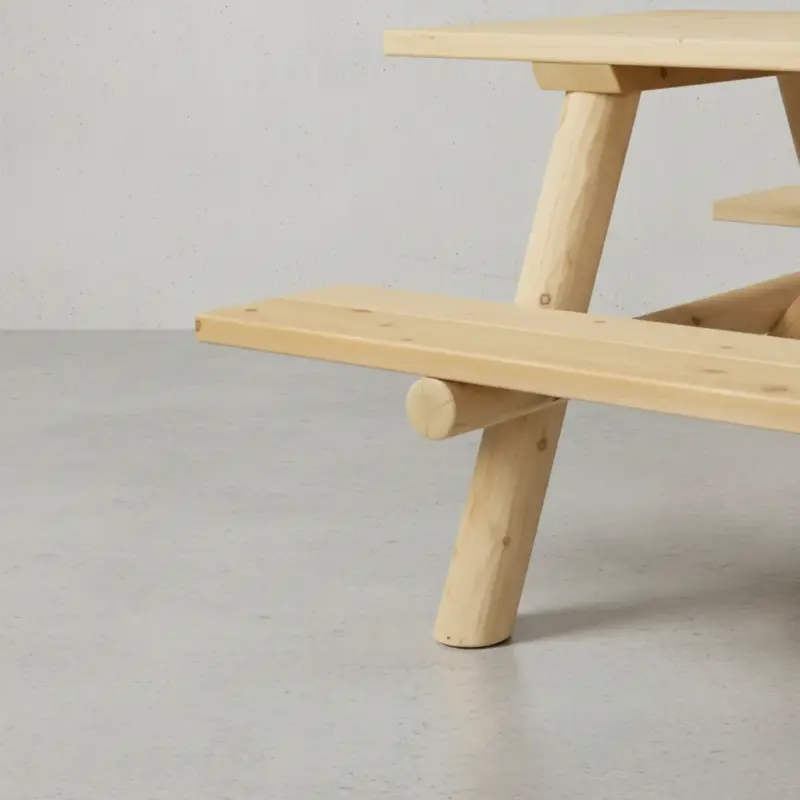 penwood furniture cedar log picnic bench medium close up