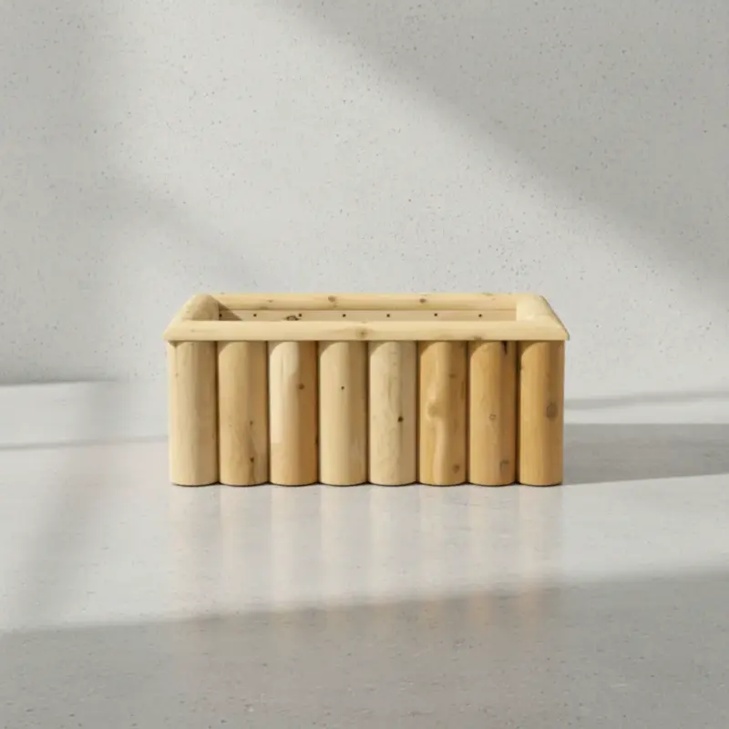 penwood furniture cedar log planter box face on horizontal