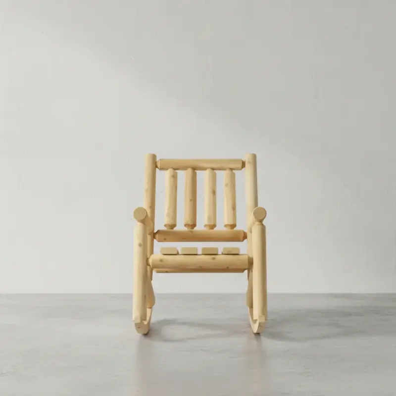penwood furniture cedar log rocking chair face on horizontal