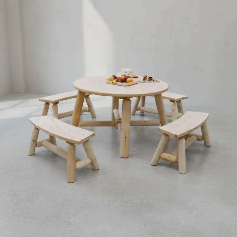 penwood furniture cedar log round dining set 45 degree angle