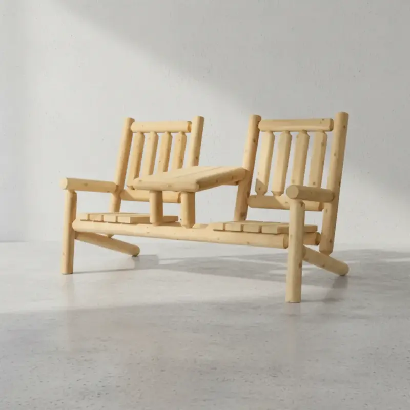 penwood furniture cedar log tea set 45 degree angle