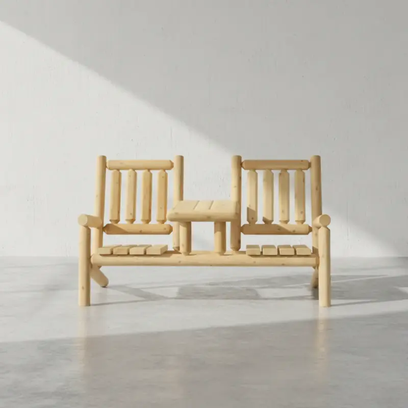 penwood furniture cedar log tea set face on horizontal