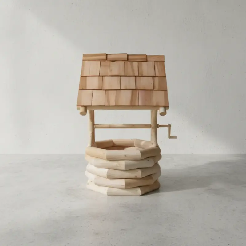 penwood furniture cedar log wishing well face on horizontal