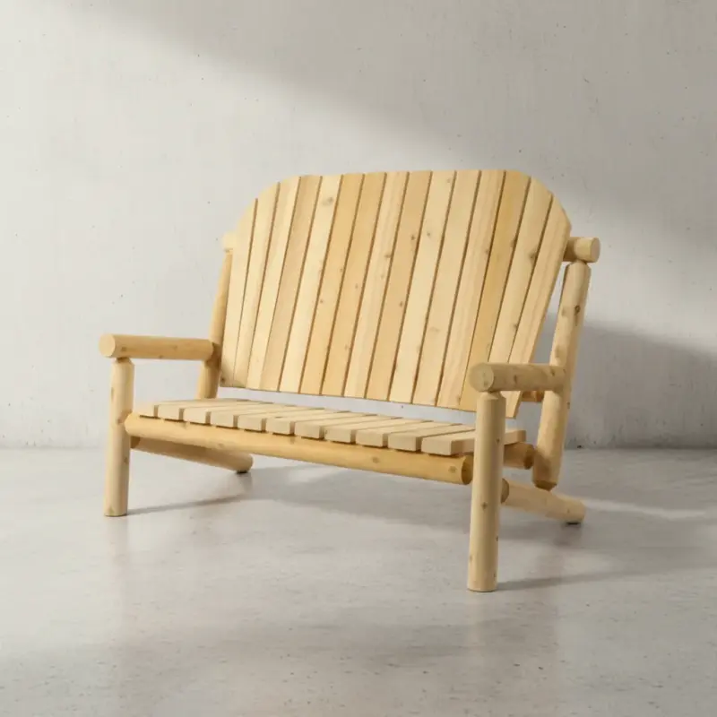 penwood furniture cedar muskoka log bench 45 degree angle