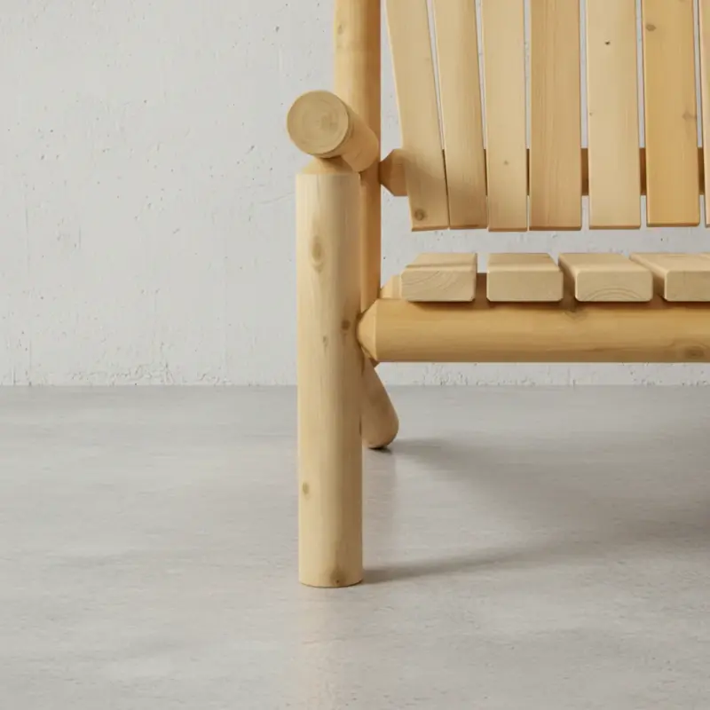 penwood furniture cedar muskoka log bench medium close up