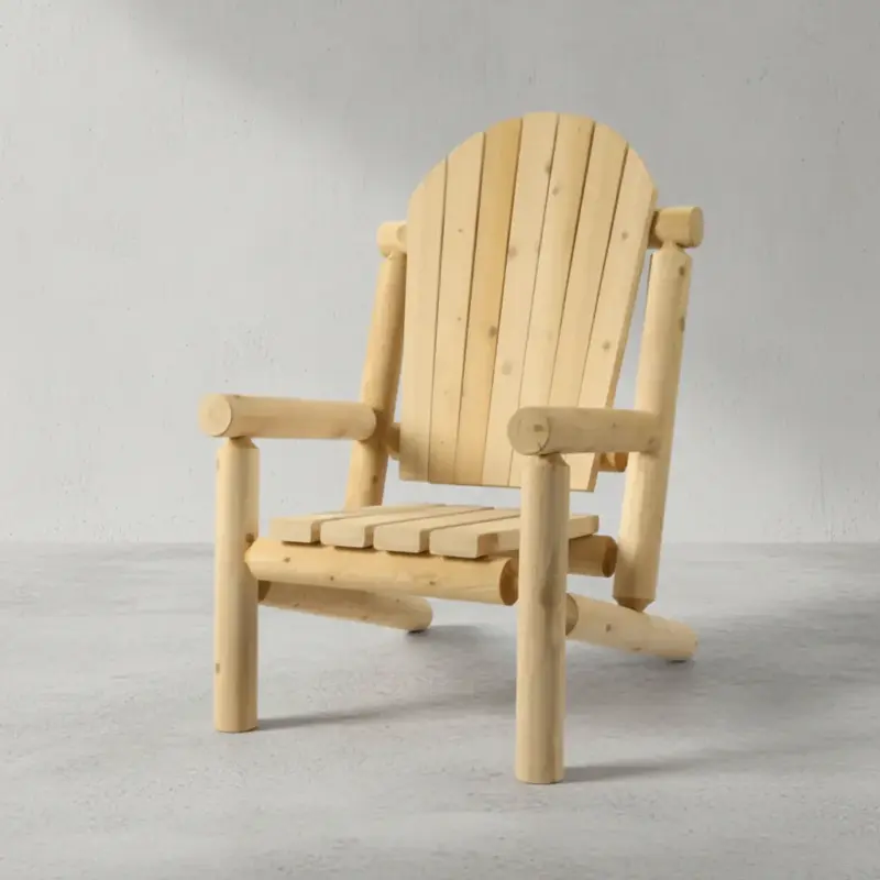 penwood furniture cedar muskoka log chair 45 degree angle