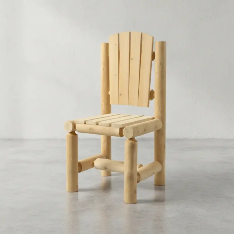 penwood furniture cedar muskoka log patio chair 45 degree angle