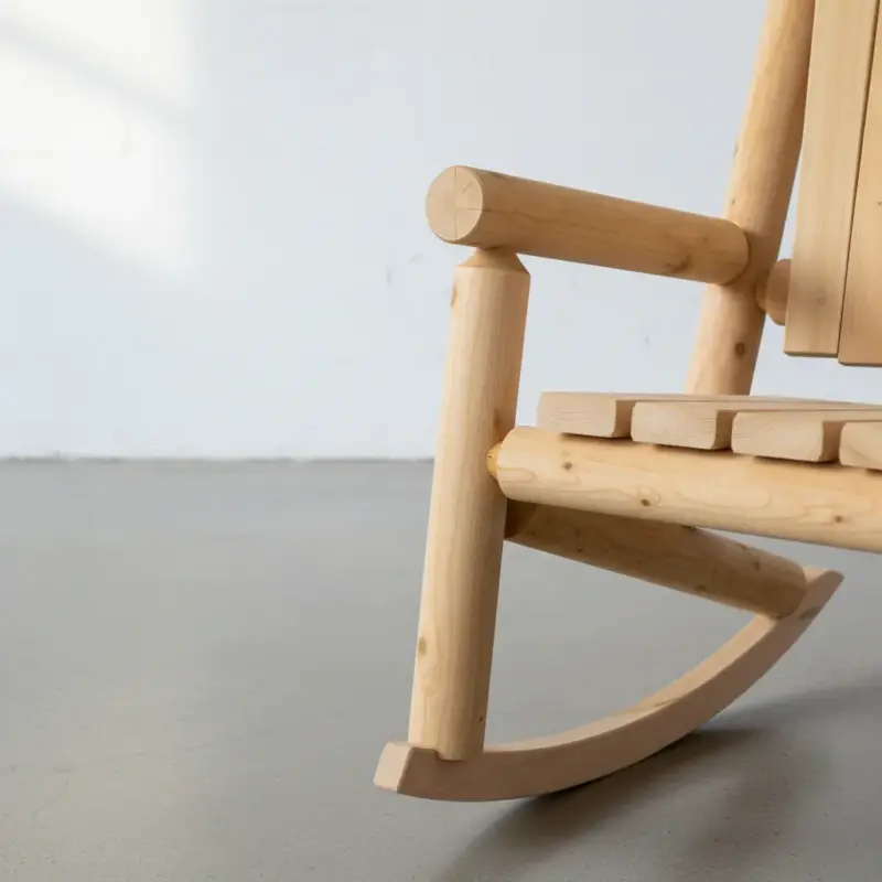 penwood furniture cedar muskoka log rocking chair medium close up