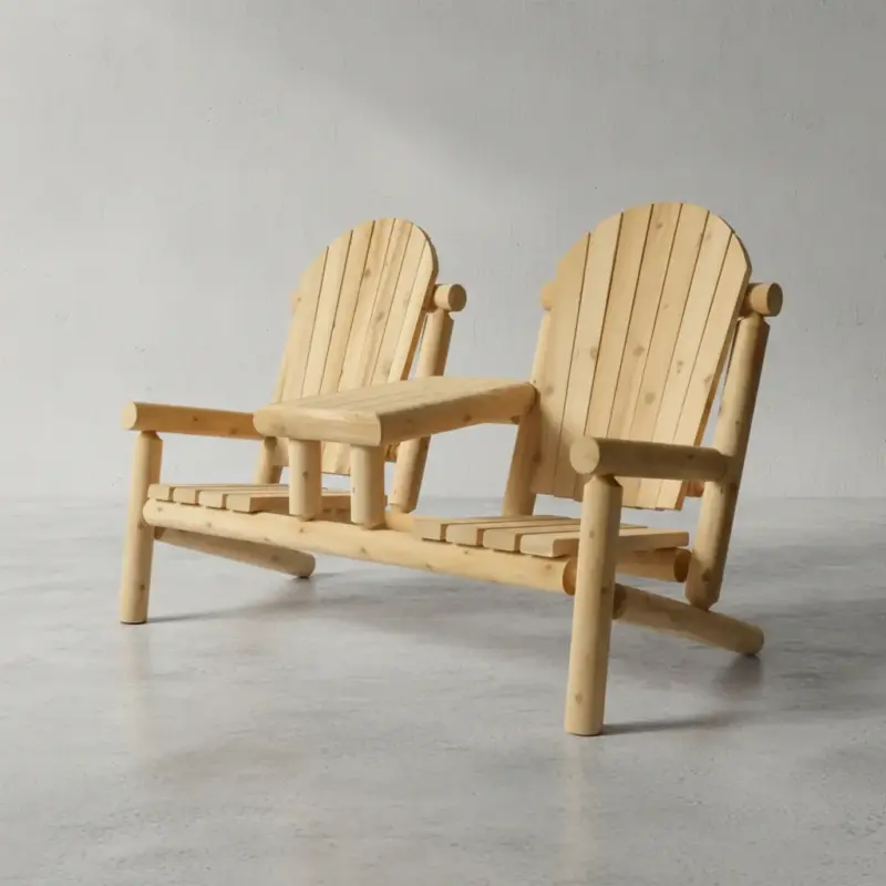 penwood furniture cedar muskoka log tea set 45 degree angle