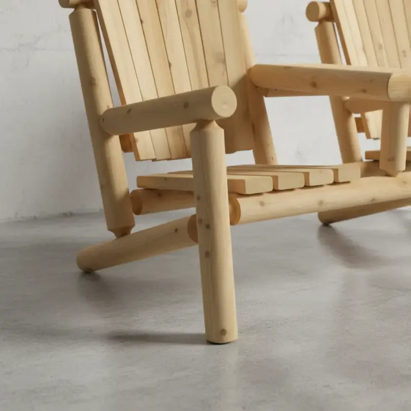 penwood furniture cedar muskoka log tea set medium close up