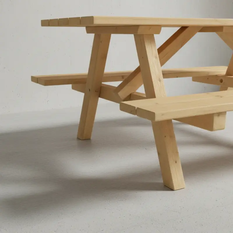 penwood furniture cedar square leg picnic table medium close up