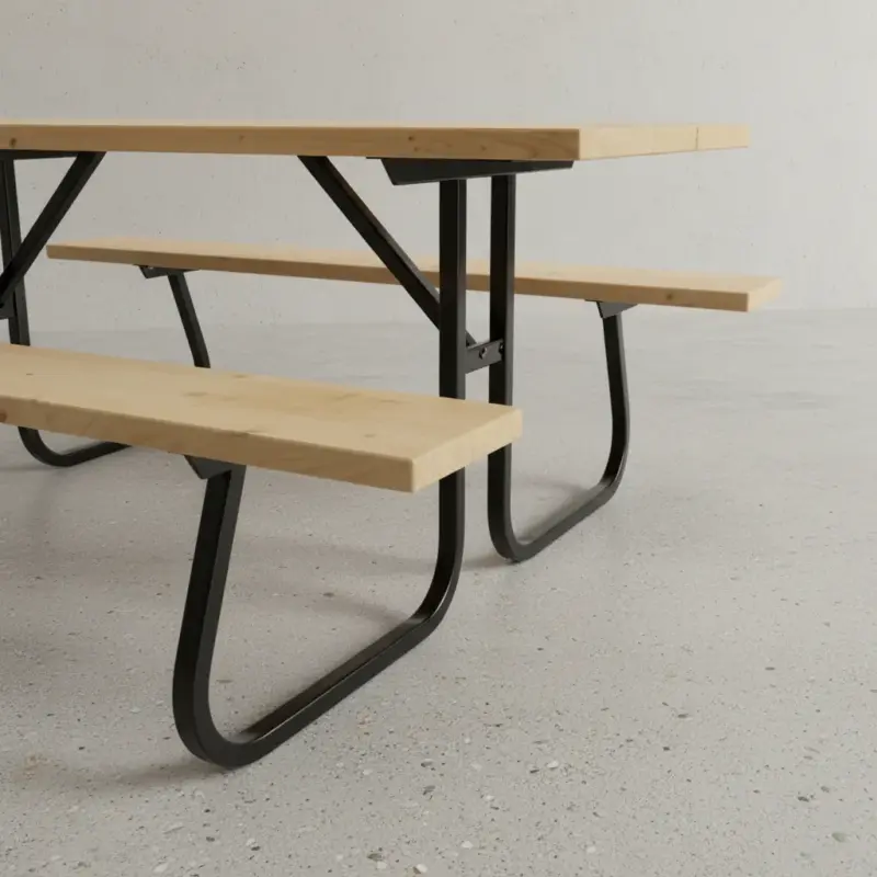 penwood furniture cedar steel frame picnic bench medium close up