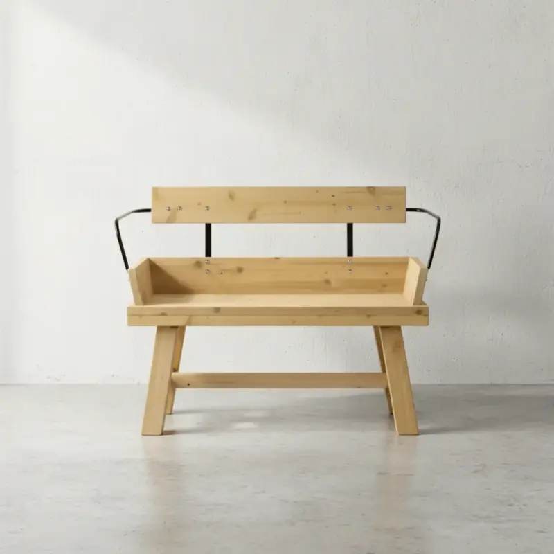 penwood furniture cedar wagon arm bench face on horizontal