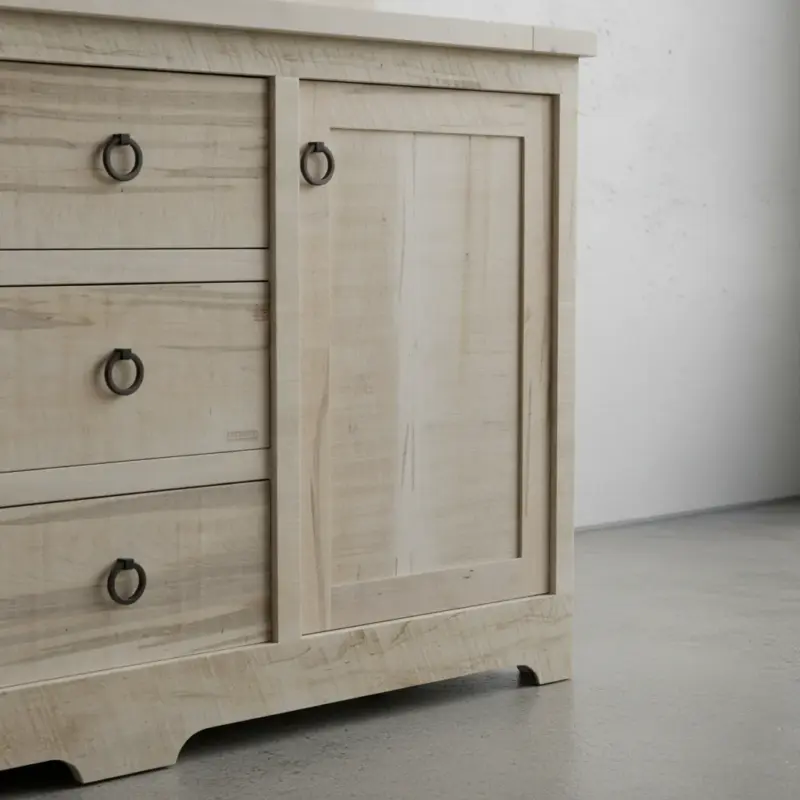 penwood furniture century sideboard 2 doors 3 drawers medium close up