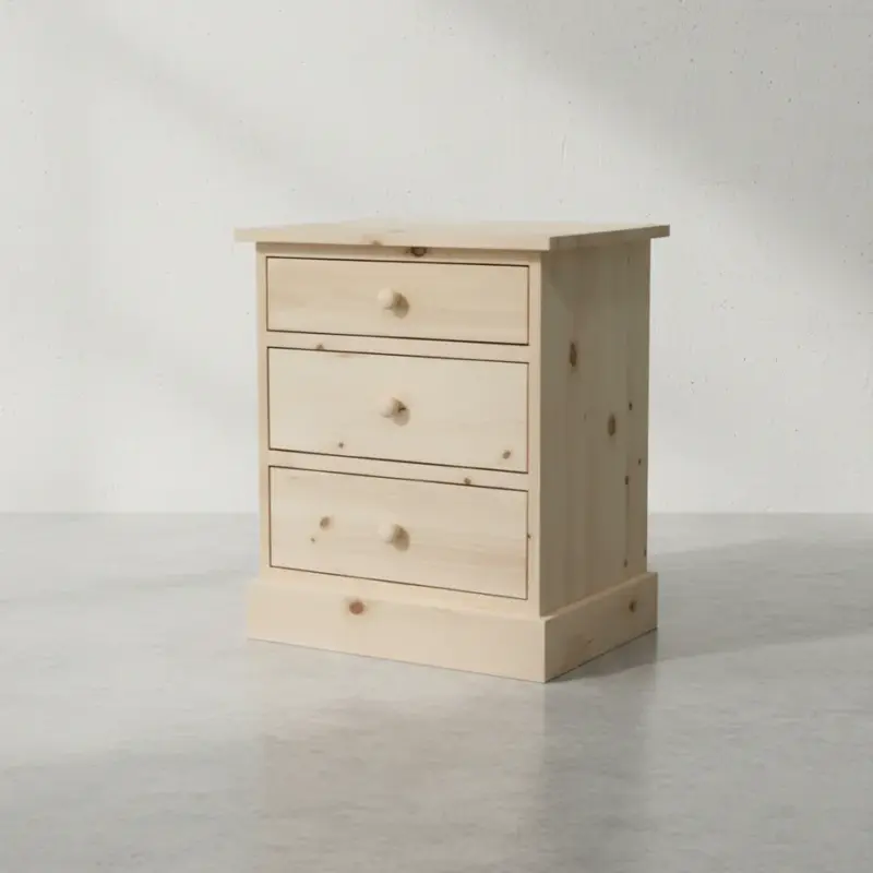 penwood furniture cottage 3 drawer night stand ct13 45 degree angle