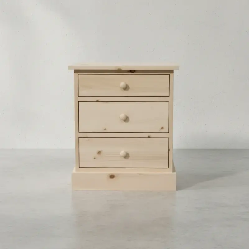 penwood furniture cottage 3 drawer night stand ct13 face on horizontal