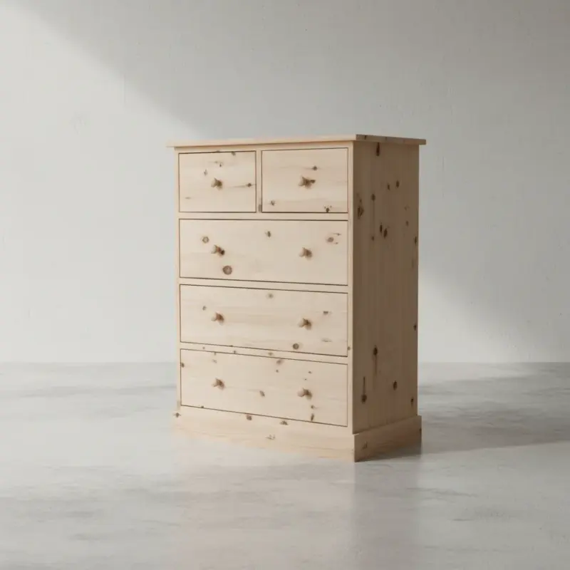 penwood furniture cottage 5 drawer hiboy ct15h 45 degree angle