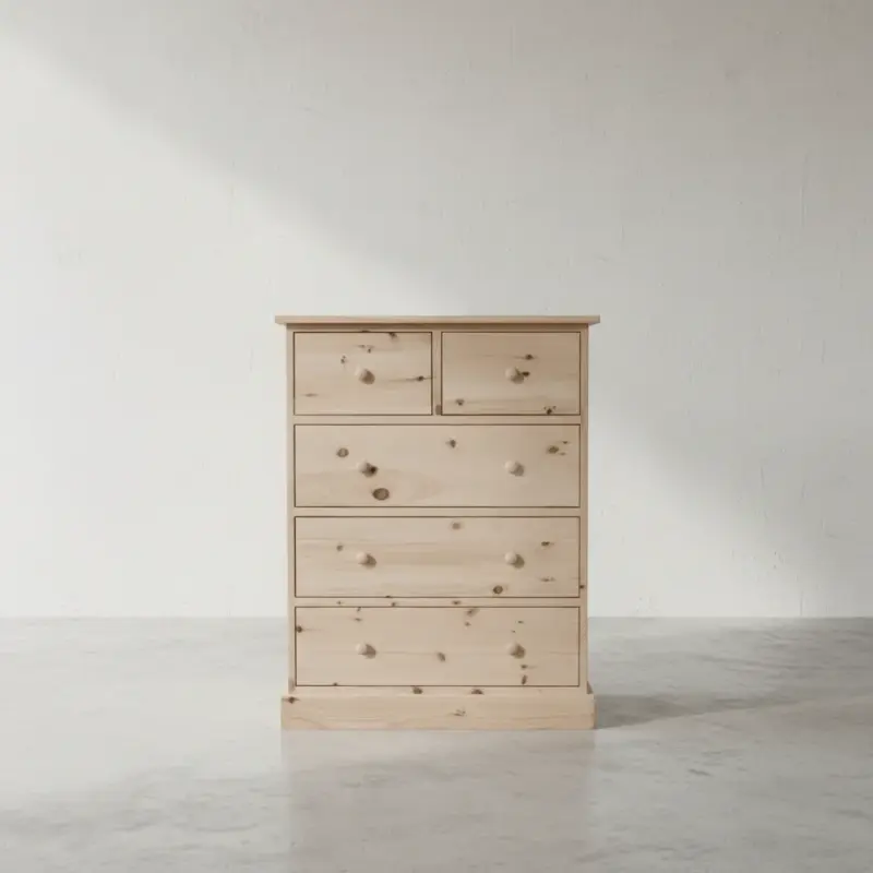 penwood furniture cottage 5 drawer hiboy ct15h face on horizontal