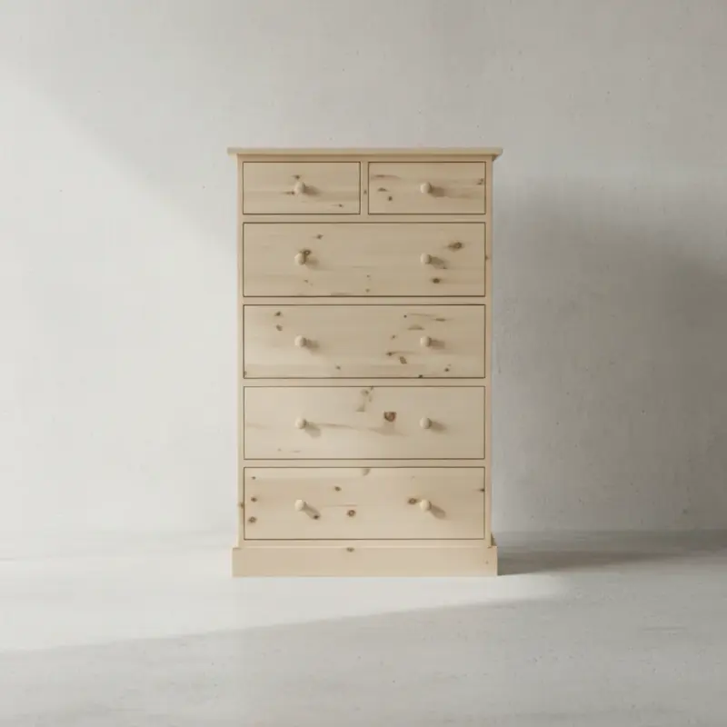 penwood furniture cottage 6 drawer hiboy ct16h face on horizontal