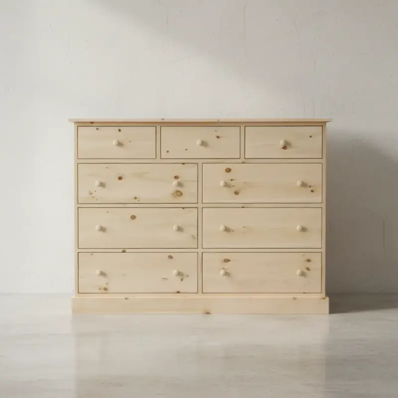penwood furniture cottage 9 drawer dresser ct19 face on horizontal