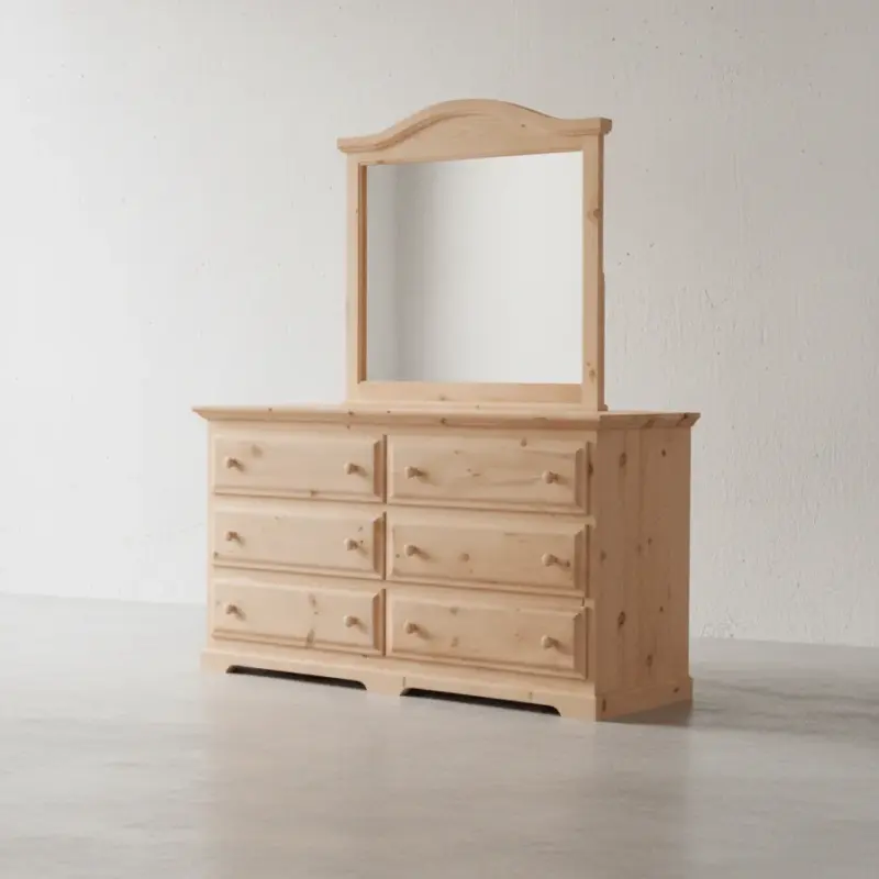 penwood furniture f4 6 drawer dresser and curved mirror 45 degree angle