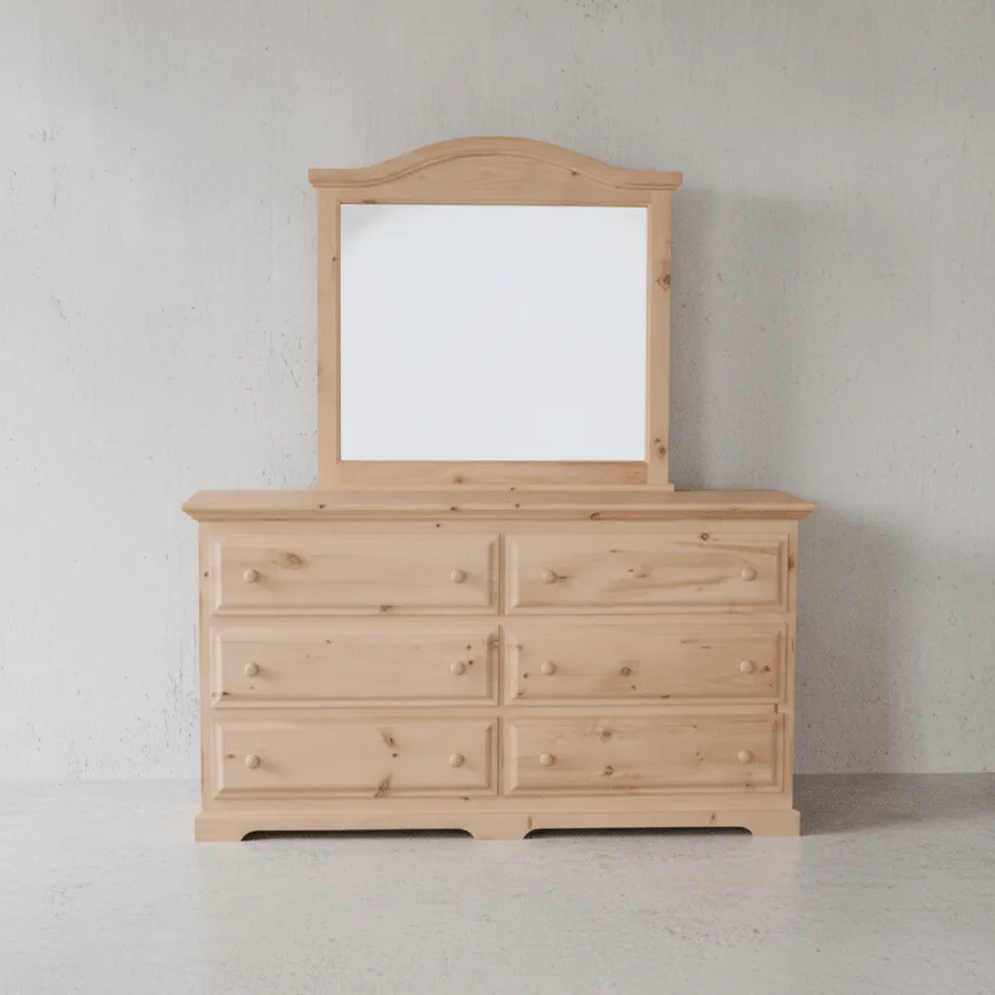penwood furniture f4 6 drawer dresser and curved mirror face on horizontal