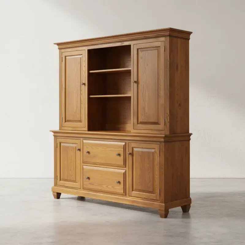 penwood furniture florentino credenza with hutch f2174h 45 degree angle