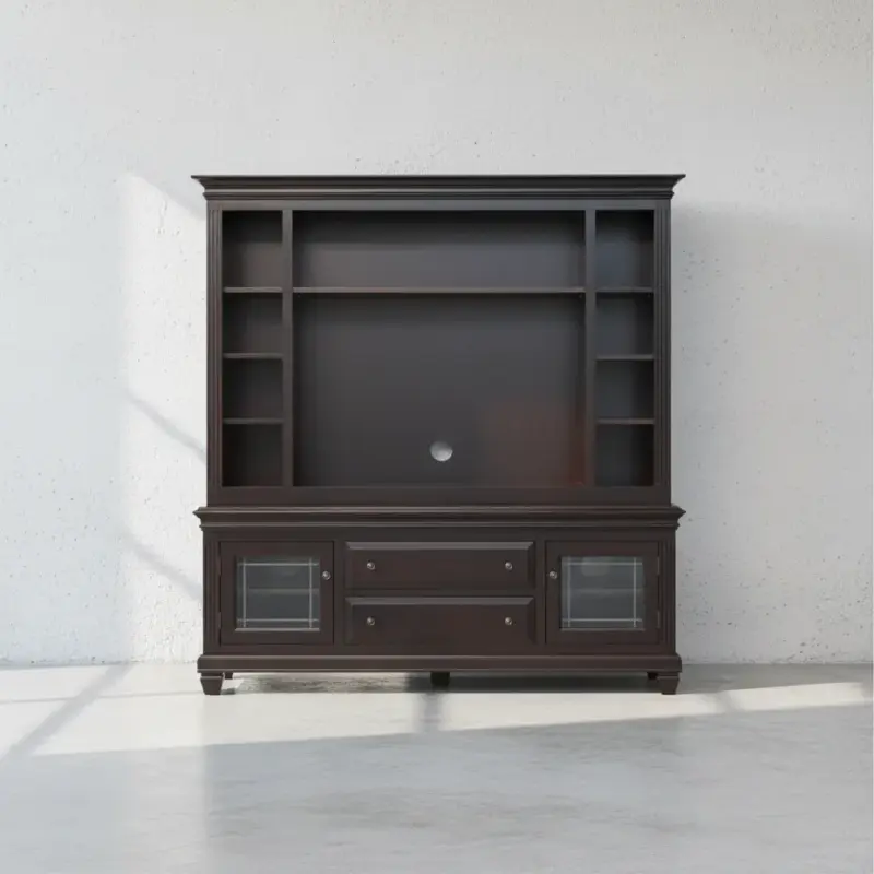 penwood furniture florentino media stand with hutch fhd84 face on horizontal