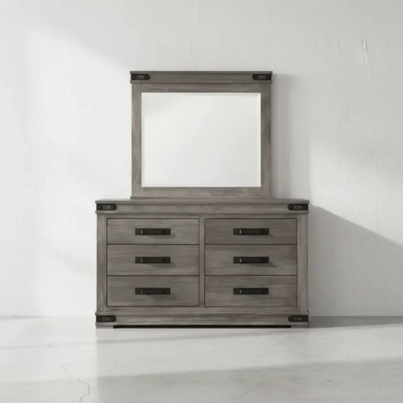 penwood furniture gastown dresser with mirror 6 drawer face on horizontal