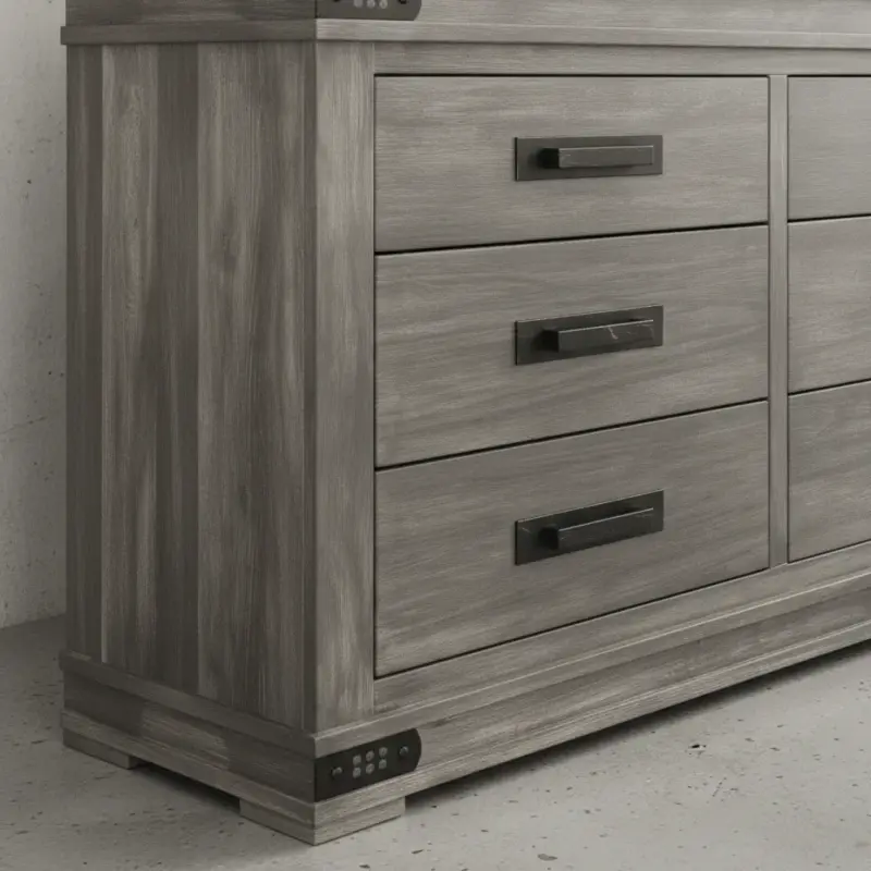 penwood furniture gastown dresser with mirror 6 drawer medium close up