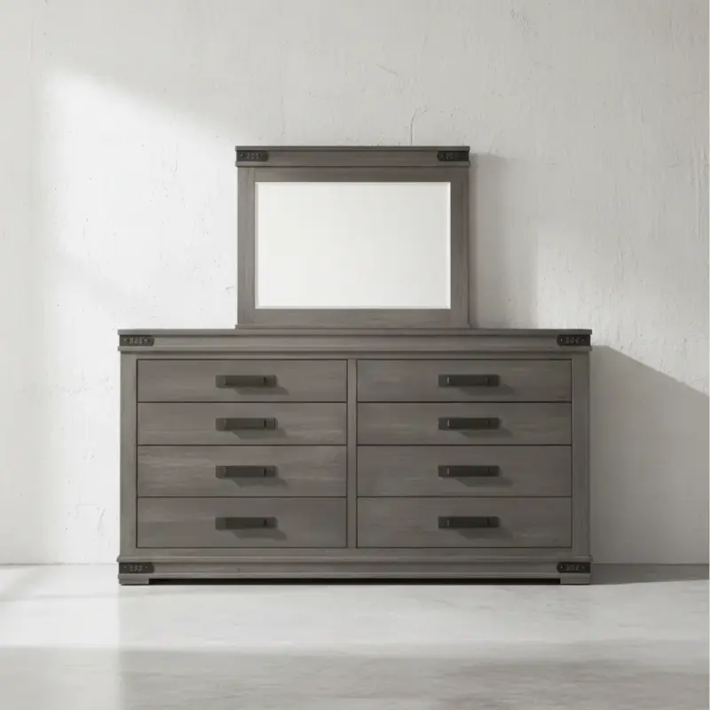 penwood furniture gastown long dresser with mirror 8 drawers face on horizontal