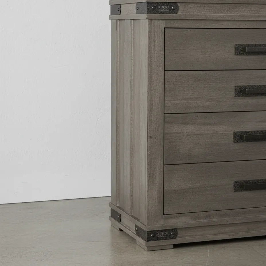 penwood furniture gastown long dresser with mirror 8 drawers medium close up