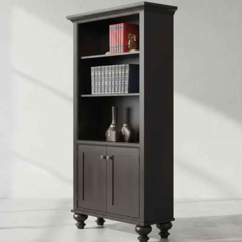 penwood furniture georgetown bookcase with doors 45 degree angle