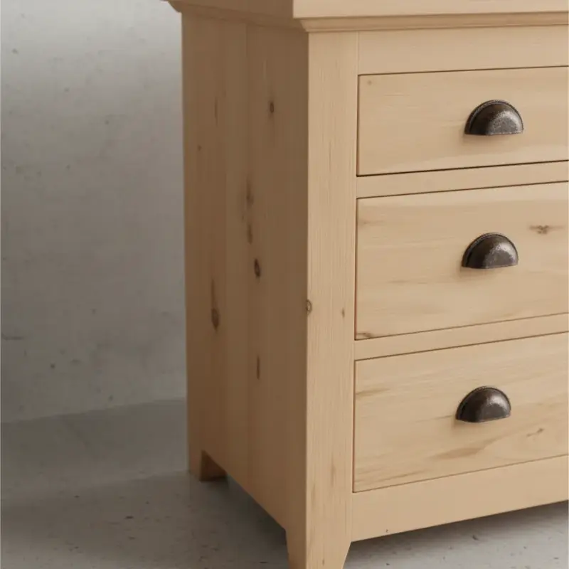 penwood furniture harvest 3 drawer nightstand medium close up