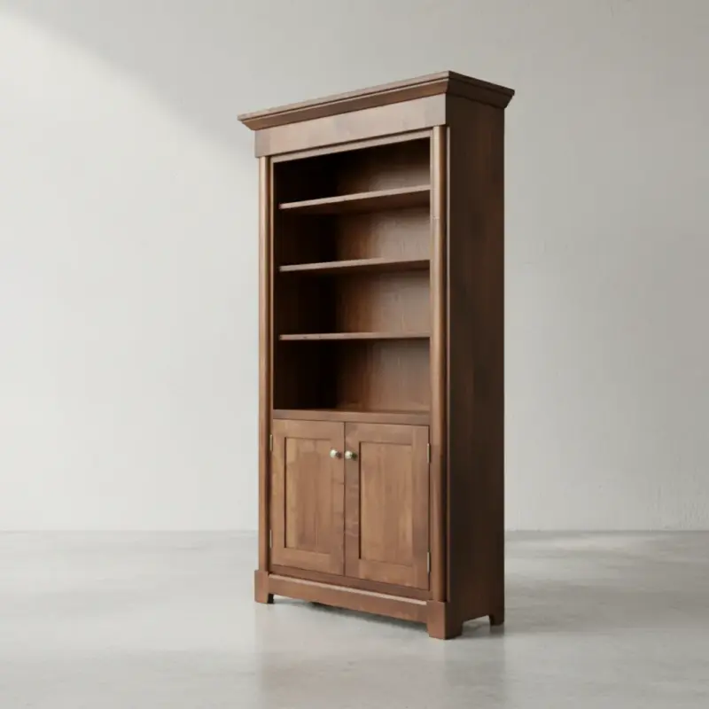 penwood furniture hudson valley bookcase with doors 45 degree angle