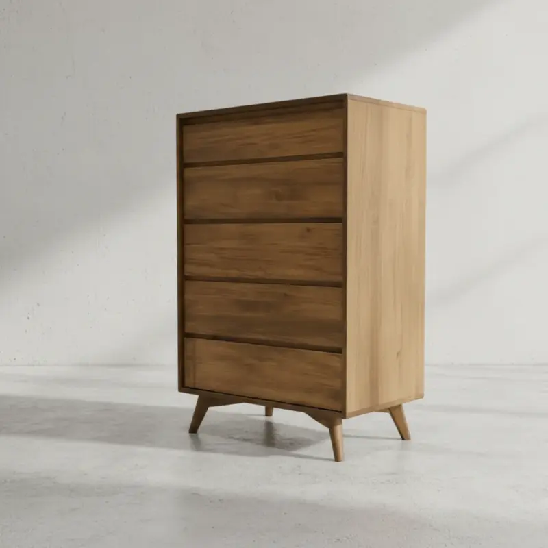 penwood furniture hygge 5 drawer tall dresser 45 degree angle