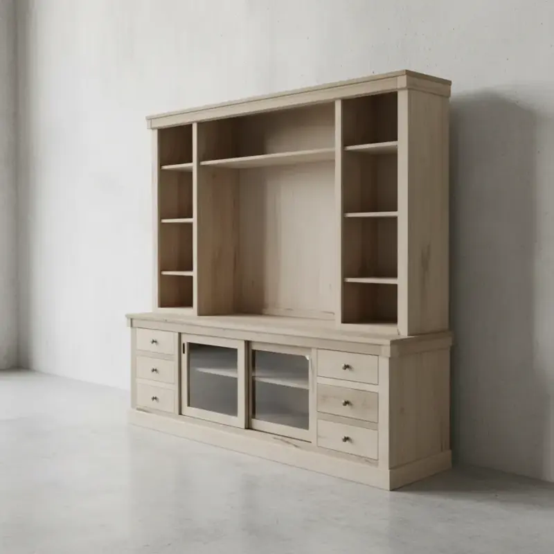 penwood furniture madrid media stand with hutch ma84 45 degree angle