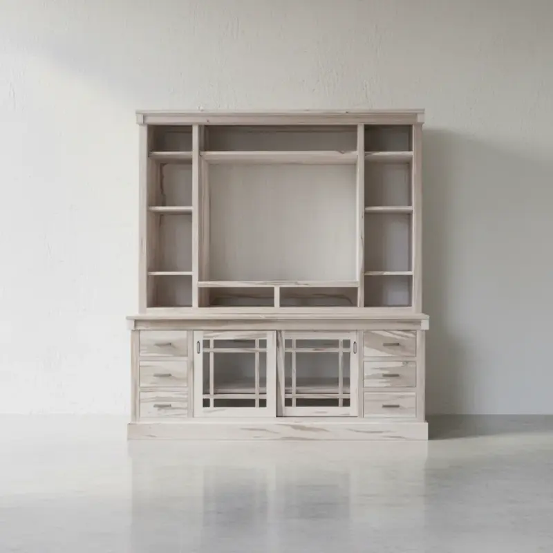 penwood furniture madrid media stand with hutch ma84tv face on horizontal