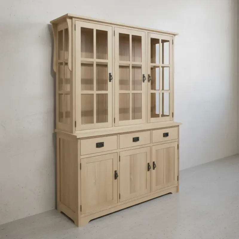 penwood furniture mission 3 door hutch buffet n573 45 degree angle