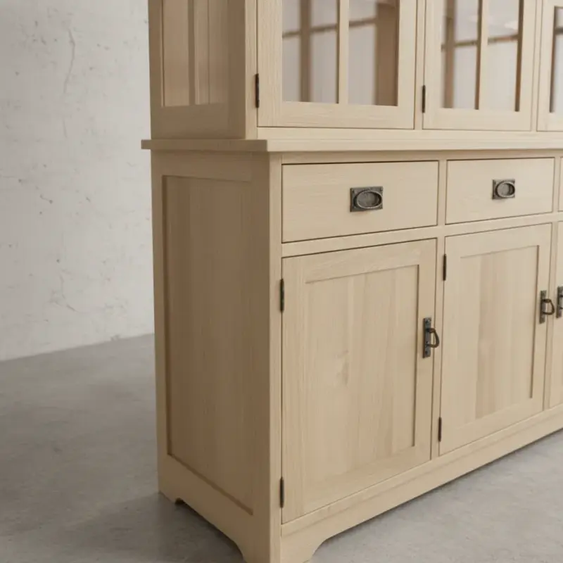 penwood furniture mission 3 door hutch buffet n573 medium close up