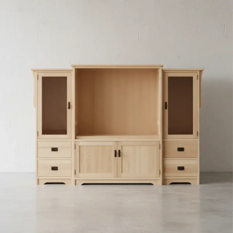 penwood furniture mission 3 piece tv wall unit m2190 face on horizontal