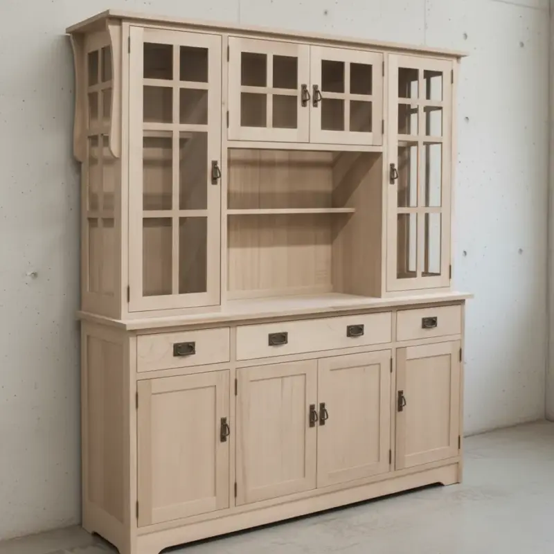 penwood furniture mission 4 door hutch buffet xn664 45 degree angle