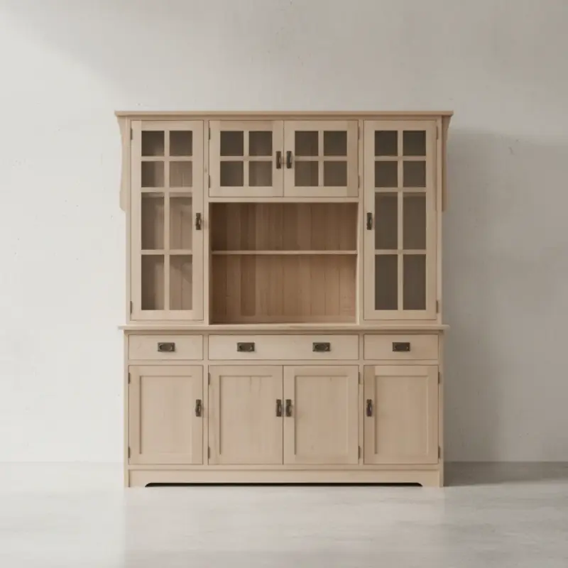 penwood furniture mission 4 door hutch buffet xn664 face on horizontal