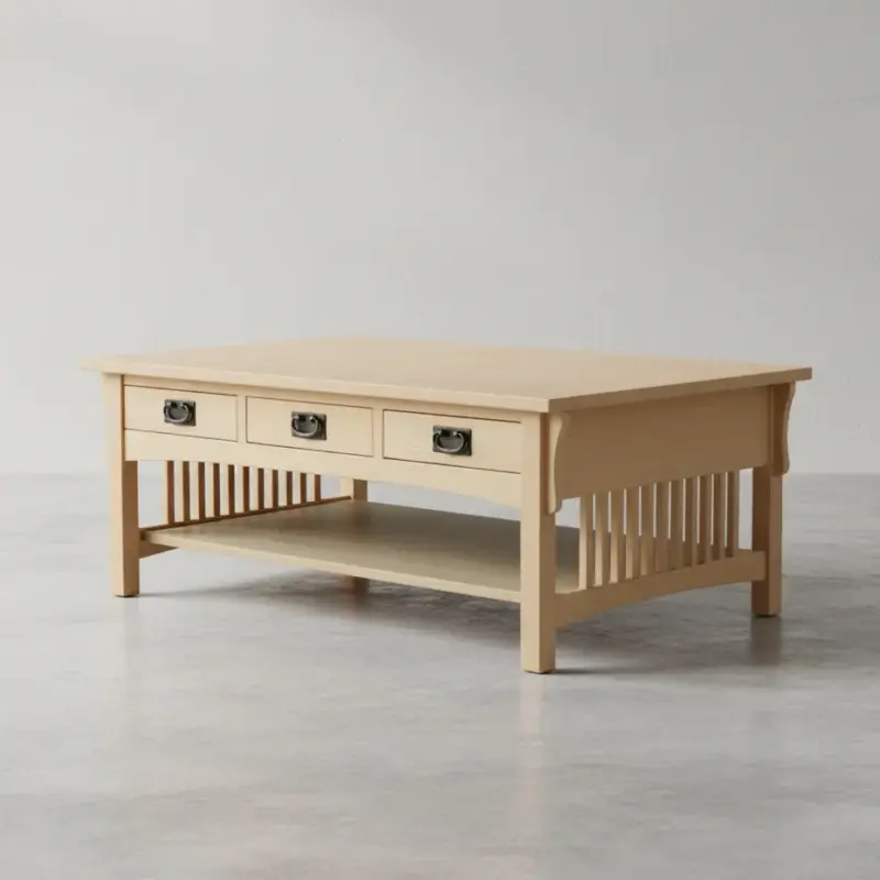 penwood furniture mission 6 drawer coffee table m3448 45 degree angle