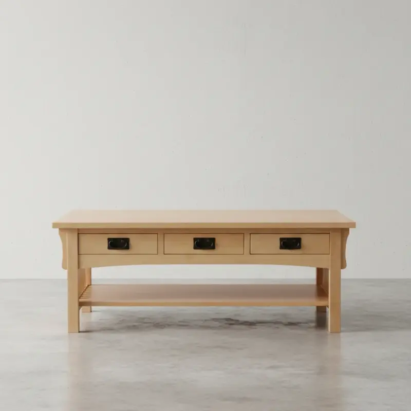 penwood furniture mission 6 drawer coffee table m3448 face on horizontal