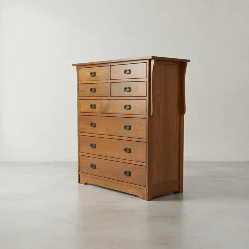penwood furniture mission 8 drawer highboy 45 degree angle