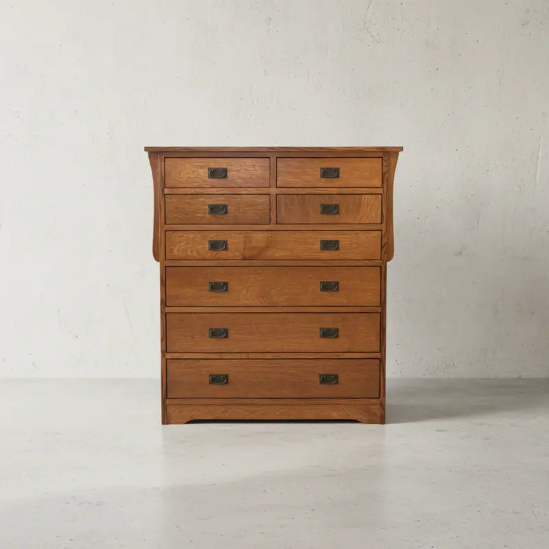 penwood furniture mission 8 drawer highboy face on horizontal